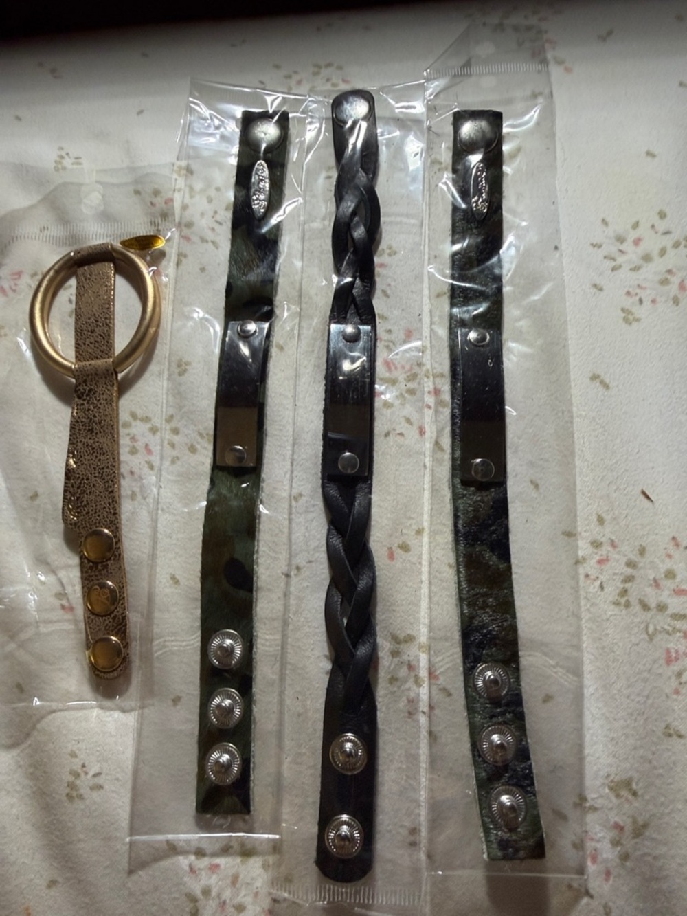 Plunder Black and Green Camouflage Leather Bracelets